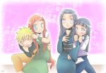  1boy age_difference blonde_hair blue_eyes blush closed_eyes hanaco_(hanacoto-ba) hyuuga_hinata long_hair mother_and_daughter mother_and_son multiple_girls naruto naruto_shippuuden redhead smile uzumaki_kushina uzumaki_naruto 