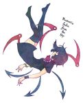  1girl asymmetrical_wings black_hair black_legwear colored_pencil_(medium) commentary_request english houjuu_nue short_hair simple_background solo terajin thigh-highs touhou traditional_media white_background wings zettai_ryouiki 