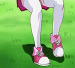  1girl animated animated_gif candy_(smile_precure!) grass haruyama hoshizora_miyuki lowres precure shoes sitting skirt smile_precure! thigh-highs white_legwear 