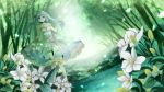 1girl aqua_hair dress flower gloves green_hair hatsune_miku long_hair mariwai_(marireroy) solo twintails vocaloid 