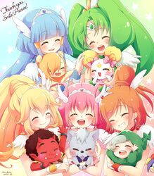  2013 3boys 6+girls akaooni aoki_reika blush candy_(smile_precure!) chibi closed_eyes cure_beauty cure_happy cure_march cure_peace cure_sunny dated eyes_closed hino_akane hoshizora_miyuki joker_(smile_precure!) kise_yayoi magical_girl majorina midorikawa_nao multiple_boys multiple_girls pop_(smile_precure!) precure red_skin smile smile_precure! sorane_rin thank_you title_drop wolfrun 