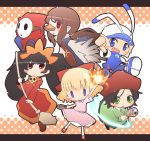 4girls adeleine ashley_(warioware) black_hair blonde_hair blue_eyes blush bow brown_hair character_request dress green_eyes hair_bow kirby_(series) mother_(game) mother_2 nintendo paula_polestar red_eyes satsuki_mei_(sakuramochi) shy_guy smile super_mario_bros. twintails warioware wings