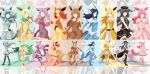  6+girls absurdres animal_ears black_hair blonde_hair blue_eyes blue_hair boots eevee espeon flareon glaceon highres jolteon leafeon long_hair lord_jack multiple_girls open_mouth personification pokemon purple_hair red_eyes redhead short_hair smile sylveon tagme tail umbreon vaporeon 