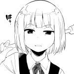  1girl baton frown hair_ornament hairclip monochrome ribbon school_uniform short_hair solo tamako_market tokiwa_midori watarai_keiji 