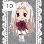  1girl artist_name blush boru-boru chibi countdown fate/zero fate_(series) irisviel_von_einzbern long_hair red_eyes signature solo white_hair 