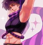  1boy armpits arms_up drawr jojo_no_kimyou_na_bouken joseph_joestar_(young) oh_1234 purple_hair scarf solo violet_eyes 