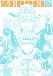  2boys ball beard bubble caesar_anthonio_zeppeli facial_hair facial_mark feathers fingerless_gloves furacoco gloves grin gyro_zeppeli halftone headband jacket jojo_no_kimyou_na_bouken long_hair multiple_boys person_on_head smile steel_ball_run 