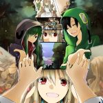  black_hair book closed_eyes dress hoodie kagerou_project kido_(kagerou_project) long_hair mary_(kagerou_project) mother_and_daughter red_eyes seto_(kagerou_project) shima_(pikathu-love) shion_(kagerou_project) short_hair silver_hair smile souzou_forest_(vocaloid) very_long_hair 