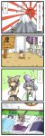  4koma berutasu bird comic eggplant kaku_seiga mononobe_no_futo multiple_girls mystia_lorelei mystia_lorelei_(bird) touhou toyosatomimi_no_miko translation_request 