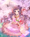  1girl character_request flower hair_flower hair_ornament j-peg japanese_clothes kimono purple_hair tenkuu_no_crystalia tree violet_eyes 