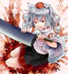  huge_weapon inubashiri_momiji leaf maple_leaf michimaru_(michi) solo sword touhou weapon 