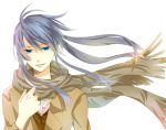  1girl blue_eyes blue_hair d.gray-man long_hair maki_(lovyu) scarf simple_background smile solo white_background 