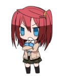  &gt;:o 1girl arian_rod blue_eyes chibi crossed_arms erubo lowres open_mouth original plaid plaid_skirt redhead school_uniform simple_background skirt solo twintails white_background 