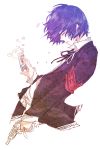  arisato_minato blue_hair card gun male maru_naru persona persona_3 ribbon school_uniform short_hair weapon yuuki_makoto 