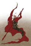  1boy archer cloak dark_skin fate/stay_night fate_(series) gae_bolg polearm solo spear stabbing suzaki weapon white_hair 