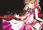  1girl abstract arufa_(hourai-sugar) blonde_hair brown_eyes colored_eyelashes headphones sailor_collar short_hair sleeveless solo touhou toyosatomimi_no_miko wrist_cuffs 