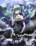  1girl dress floating_hair green_hair hatsune_miku highres jewelry long_hair moriz necklace shinkai_shoujo_(vocaloid) solo submerged twintails underwater very_long_hair vocaloid 
