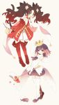  2girls animal_ears blue_eyes brown_hair cardcaptor_sakura cat_ears cat_tail child crown elbow_gloves fate/hollow_ataraxia fate/zero fate_(series) fingerless_gloves fuuin_no_tsue gloves guilty hair_ribbon kaleido_ruby long_hair magical_girl matou_sakura multiple_girls namesake purple_hair ribbon short_hair siblings sisters tail thigh-highs tohsaka_rin toosaka_rin twintails violet_eyes wand young 