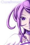  1girl backlighting character_name choker cure_sword dokidoki!_precure kenzaki_makoto magical_girl nishi_koutarou precure purple_hair short_hair smile solo violet_eyes white_background 