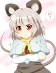  1girl ? ak-r animal_ears gem grey_hair mouse_ears mouse_tail nazrin red_eyes short_hair solo tail 