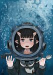  1girl diving_helmet helmet horns oni original polo_(pixiv1844541) underwater 