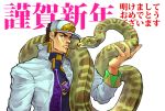  1boy dmk_or2 hat jojo_no_kimyou_na_bouken kuujou_joutarou long_coat snake solo 