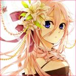  1girl blue_eyes flower gari_(apollonica) hair_flower hair_ornament ia_(vocaloid) long_hair pink_hair solo vocaloid 