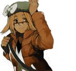  1girl bel_(pokemon) blonde_hair doodle glasses hat lechuza pokemon pokemon_(game) pokemon_bw2 solo white_background 