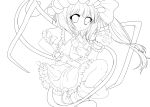  1girl absurdres flandre_scarlet highres lineart looking_at_viewer monochrome shiori_(moechin) solo touhou 