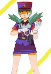  1girl ;) aqua_hair crystal_(pokemon) gloves junsaa_(pokemon) pokemon pokemon_(game) pokemon_gsc police satomi_(nontitle) smile twintails wink 