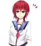  1girl angel_beats! iwasawa red_eyes redhead salmon_(artist) school_uniform serafuku short_hair sleeves_rolled_up smile 