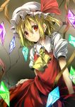 1girl blonde_hair flandre_scarlet hat red_eyes side_ponytail solo touhou wings 