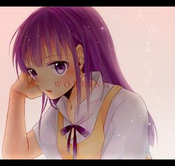  1girl apron letterboxed long_hair purple_hair solo title_drop violet_eyes working!! yamada_aoi yuuri_(purple_planet) 