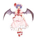  1girl bat_wings full_body hat magicxiang remilia_scarlet short_hair solo tongue touhou white_background wings 