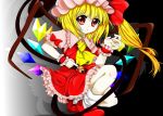  1girl blonde_hair colored flandre_scarlet highres long_hair looking_at_viewer nashi_iri recursion red_eyes solo touhou wings 