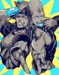  2boys :p araki_(bouncer) hat hol_horse jean_pierre_polnareff jojo_no_kimyou_na_bouken multiple_boys pointing tongue 