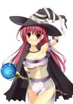  1girl blush breasts cleavage hat large_breasts long_hair looking_at_viewer nishitaka original purple_hair simple_background solo violet_eyes white_background witch_hat 