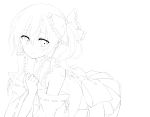  1girl ascot bare_shoulders blush bow detached_sleeves hair_bow hair_tubes hakurei_reimu highres lineart long_hair monochrome side_ponytail smile solo toosaka_asagi touhou 