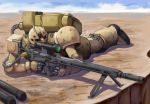  backpack bag gacha-m gun gundam gundam_unicorn hose no_humans on_stomach rifle rough shadow sniper_rifle sniping solo weapon zaku zaku_i_sniper_type 