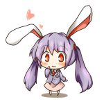  1girl alternate_hairstyle animal_ears blush chibi heart highres long_hair necktie purple_hair rabbit_ears red_eyes reisen_udongein_inaba simple_background skirt smile solo touhou twintails udongein very_long_hair white_background 