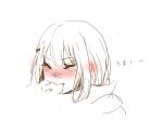  1girl blush closed_eyes ear_blush eating monochrome niniru_(sssola) simple_background sketch solo tamako_market tokiwa_midori 