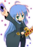  amaa_(chou_dennou_jidai) cosplay duel_disk izumi_konata lucky_star mutou_yuugi mutou_yuugi_(cosplay) parody solo yu-gi-oh! yuu-gi-ou yuu-gi-ou_duel_monsters 