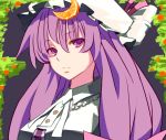  bad_id bust chirigami-san crescent expressionless food fruit hair_ornament hat long_hair orange parody patchouli_knowledge purple_eyes purple_hair solo touhou violet_eyes 