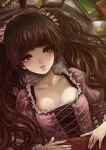  breasts brown_eyes brown_hair chiko_(d04099) cleavage dress long_hair nail_polish original pocket_watch solo twintails watch 