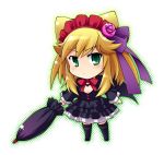  anyamal_tantei_kirumin_zoo bat_wings blonde_hair blush chibi closed_umbrella gothic_lolita green_eyes hairband hatori_kanon headdress lolita_fashion pure_(artist) umbrella wings 