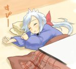  hoshi_doro itai kotatsu long_hair maid nijiura_maids ponytail sleeping table white_hair 