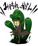  blazblue blush fedora green_hair hat hazama kuro_yuzu male translated white_background 