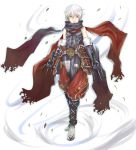  gakuen_densetsu khanshin kotaru red_eyes sai_(weapon) scarf solo weapon white_hair 