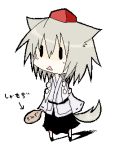  :&lt; animal_ears bad_id chibi hat inubashiri_momiji lowres oekaki shirofox tail tokin_hat touhou wolf_ears |_| 