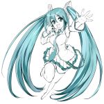  detached_sleeves foreshortening hands hatsune_miku headset long_hair maruyama necktie skirt solo spot_color thigh-highs thighhighs twintails very_long_hair vocaloid zettai_ryouiki 